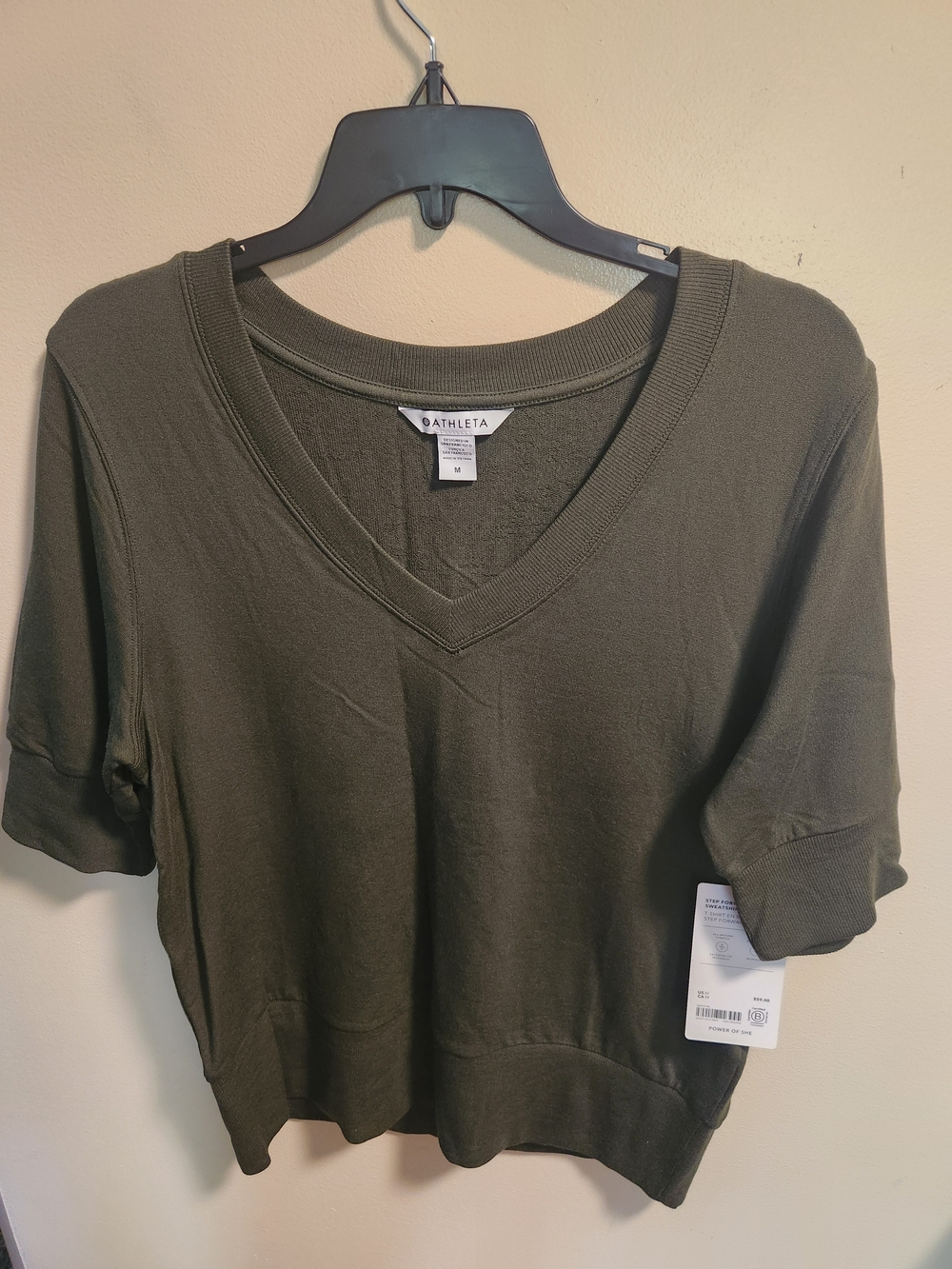 Athleta Olive Green Step Forward Sweatshirt Tee